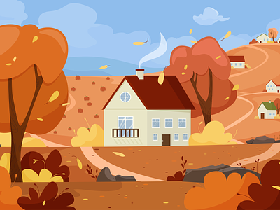 Hello autumn autumn flat illustration hello autumn illustration vector illustration