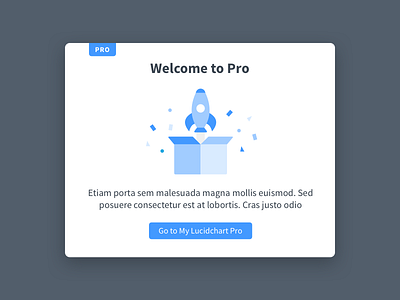 Welcome Dialog box confetti dialog illustration modal package pro rocket upgrade welcome