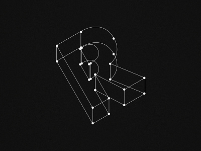 R Grid black geometry grid letter lines minimal network typo white