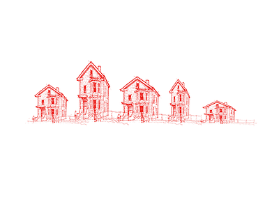 Prospect St. Single Houses — Montage building drawing hand house ink montage sketch street