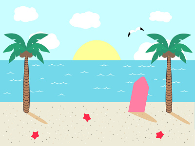 beach bathingresort beach design graphic illustration illustrator nature ocean sea summer surfboard surfingboard theseashore theseaside vector
