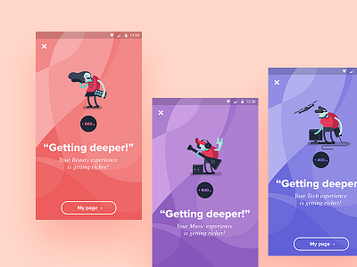 Rewards app character design interactive ui gui mobile