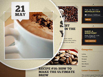 Coffee Blog blog brown coffee interface listing photoshop texture web design