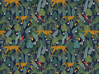 Jungle design flowers illustration jungle parrot pattern pattern art patterndesign print vector wildflowers wildlife