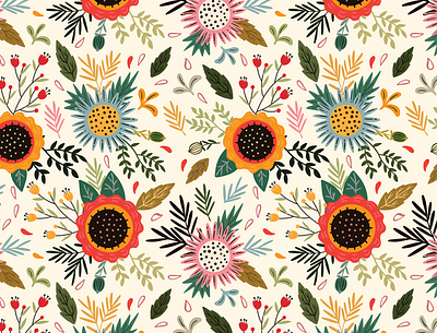 Flowerfun design flowers illustration pattern pattern art patterndesign print vector wildflowers