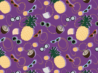 Holiday mood design fun holiday illustration pattern pattern art patterndesign pineapple print sunglasses vancacy vector