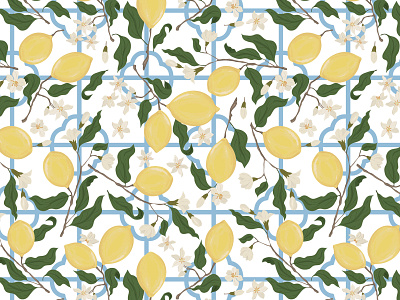 Lemons Design design flowers illustration lemon lemons pattern pattern art patterndesign print vector yellow