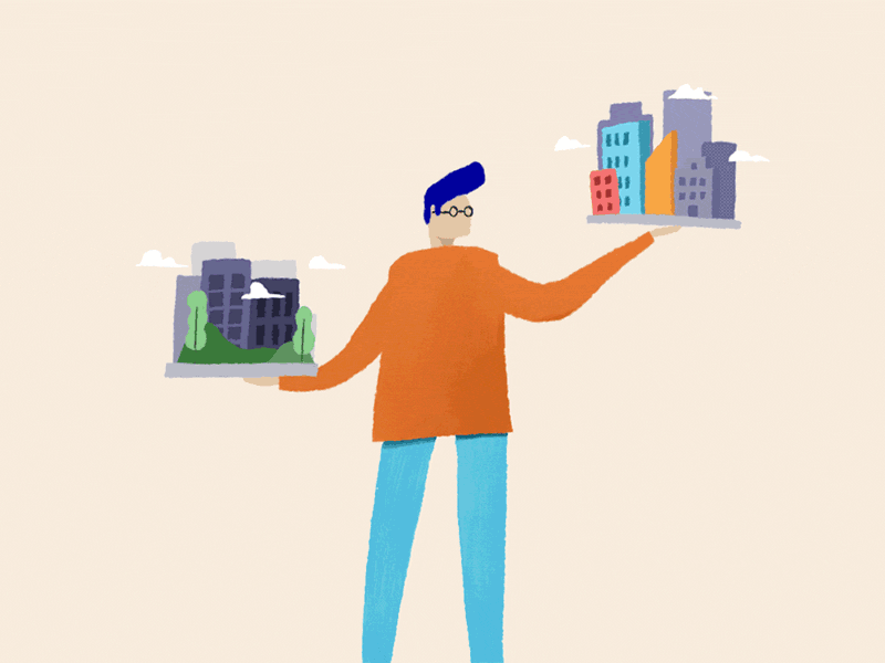 Weighing neighborhoods animation! city illustration motion neighborhood