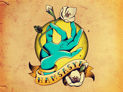 Hamsasya hamsasya hand illustration jasmine mudra old school photoshop tattoo