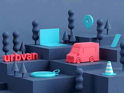 Urbvan 3d branding c4d cinema design digital illustration render startup van vray