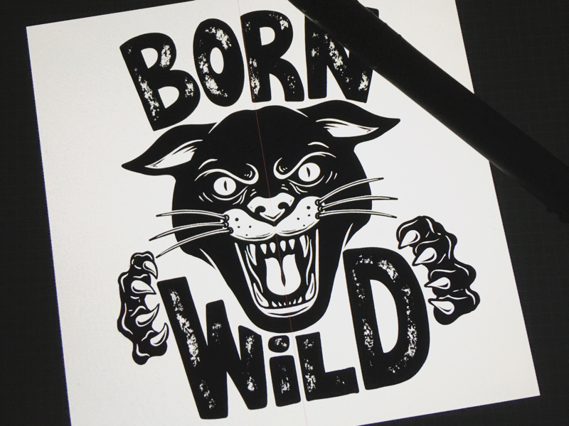 Born Wild vintage wild poster procreate wild cat lion pantera