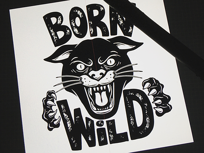 Born Wild lion pantera poster procreate vintage wild wild cat
