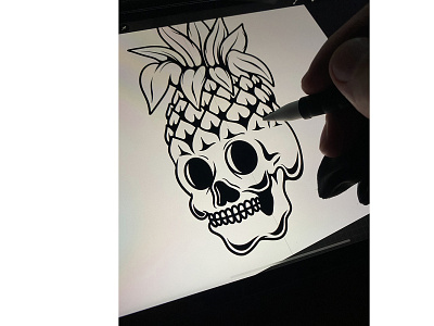 Pineapple skull. Procreate drawing design illustration pineapple pineapple skull procreate skull summer tshirt design vintage
