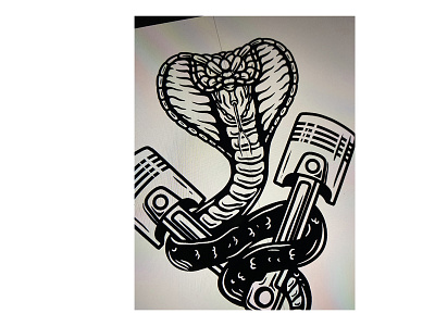 Cobra with car pistons car piston cobra design illustration logo motorsport piston procreate sketch snake vintage