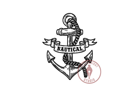 Vintage anchor in engraving style