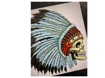 Skull of native american chief apache chief halloween illustration mohican native american procreate skull tshirt design vintage warrior