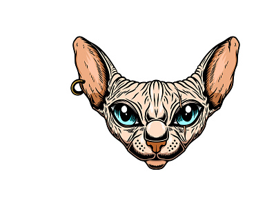 Illustration of a Sphynx cat. cat engraving gangsta kitten kitty logo pussycat sphynx tattoo vintage