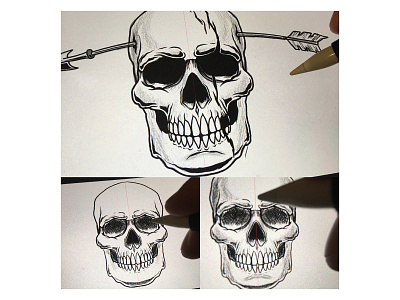 Skull with arrow. arrow design illustration native american procreate skull vintage