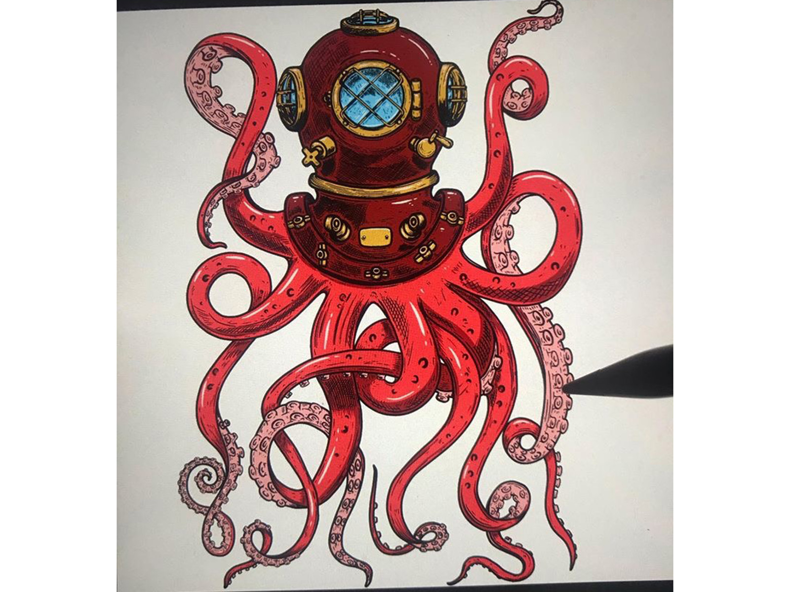 Diver helmet with octopus tentacles by Kotliar Ivan on Dribbble