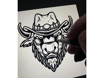 Buffalo in cowboy hat.