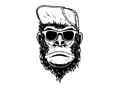 Monkey gorilla illustration monket procreate t shirt design vintage