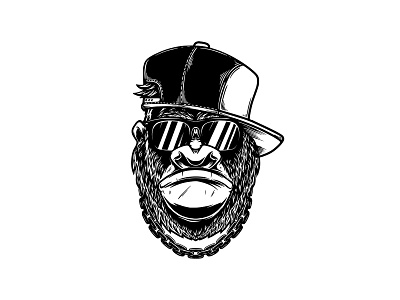 Monkey cool monkey gangster gorilla monkey procreate rap tshirt design vintage