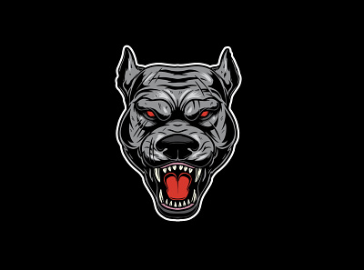 Dog head. bulldog dog illustration logo pitbull procreate vector vintage