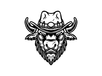 Buffalo in cowboy hat.