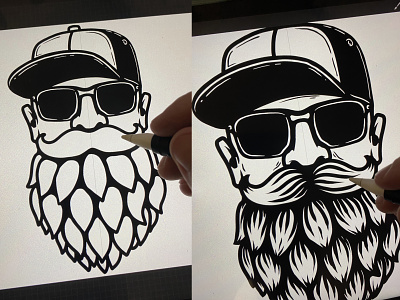 Beer beard. Sketching process beard beer beer hop hipster illusration logo procreate sketching working process