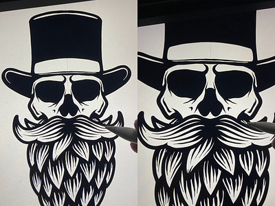 Beer beard. Sketching process beard beer beer beard design engraving hipster logo procreate sketching working process