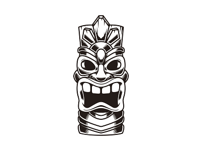 Tiki design hawaji illustration logo procrea procreate summer tiki tiki mask tribal vintage