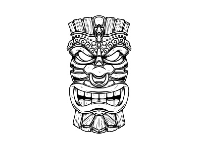 Tiki hawaji illustration logo procreate summer tiki tiki mask tribal vector