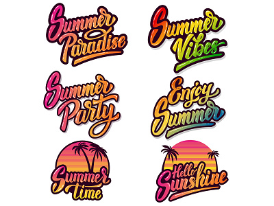 Summer adobe illustrator brush lettering hand drawing hand lettering hot lettering sticker design summer summer vibes sun