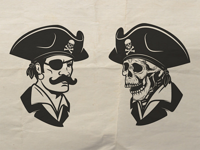 Live Pirate - Dead Pirate brand mark corsair logo logo design logomark logotype pirate skull vector vector art vintage