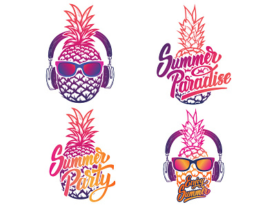 Summer emblems pineapple summer summer paradise summer party summertime sunglases