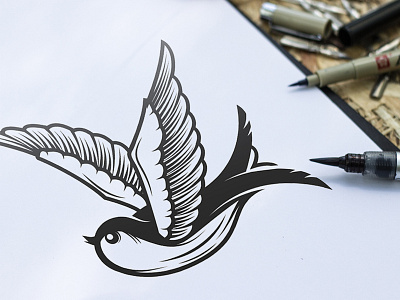 Swallow bird tattoo bird brand mark logo logo design oldschool tattoo sign swallow swallow bird tattoo vector vector art