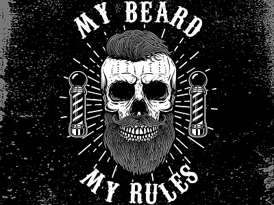 my beard my rules barbershop bearded gentleman gentleman club hipster logo skull vector