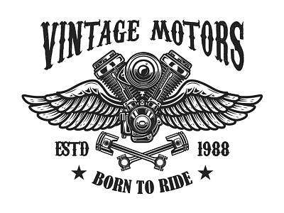 Winged Motor bike motor racing t shirt vector art wings