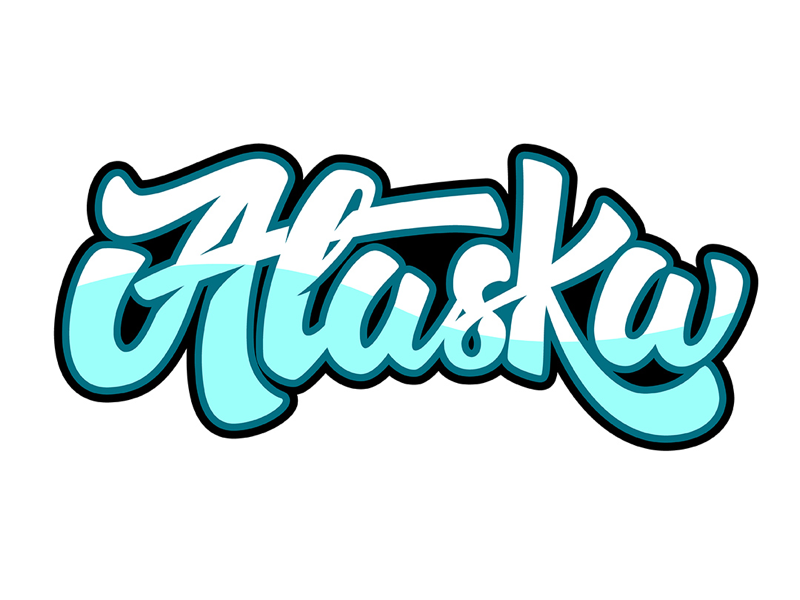 Alaska sticker design graffiti brush lettering logo lettering usa alaska