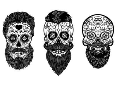 Sugar skulls bearded demon floral skull halloween skull sugar skull vectors