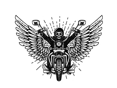 skeleton on winged motorcycle anarchy biker chopper motorcycle racer ride rider skeleton skull vector