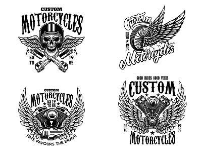 Custom Motorcucles bike biker custom motorcycle logo motor motorcycle skull wheel wings