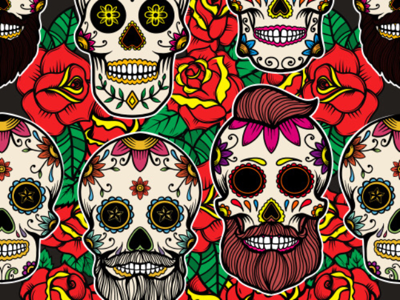 Pattern with sugar skulls