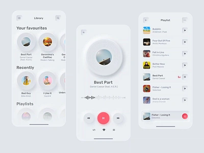 Neomorphic Animated Player animation app app design application dark mode design interaction ios iphonex motion music music player neomorphism player skeumorphic skeuomorph skeuomorphism ui ui animation ux