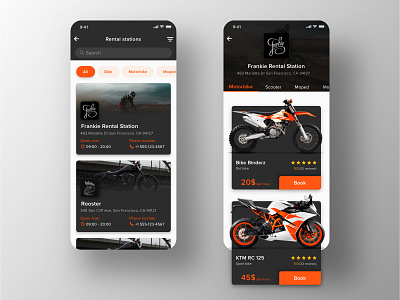 Rental app Concept: Search & Booking screen VOL 2.0 app application bike booking concept ecommerce interface ios iphone motorbike rent retal search ui ux