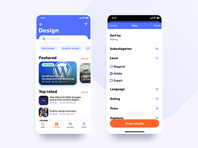 Learny - Education App Concept account app base courses dashboad design education filter interface knowledge learning mobile online courses platform service skills student task ui ux