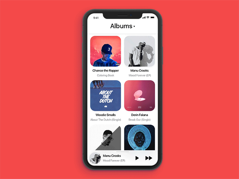 Music Player Concept animation design ios iphone x music notch player swipe ui