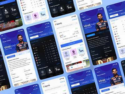 Google Sports App Design Concept (Light Mode + Dark Mode)