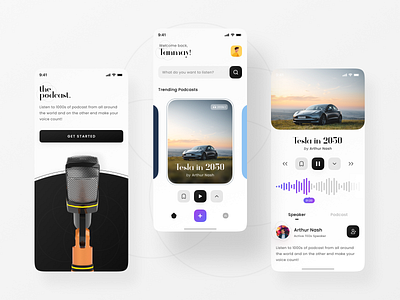 Podcast Listening App UI Design Concept app clean design graphic design illustration minimal typography ui ux website