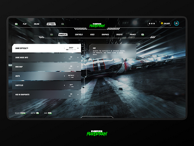 NFS Powertrain - Game UI Concept app clean design graphic design typography ui ux web